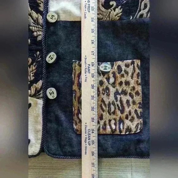 VINTAGE Ali Miles Tapestry Patchwork Jacket Animal Print Size PL - Picture 10 of 11